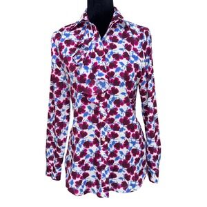 Banana Republic Dillon Shirt XS Floral Ruffle Button Front Blouse